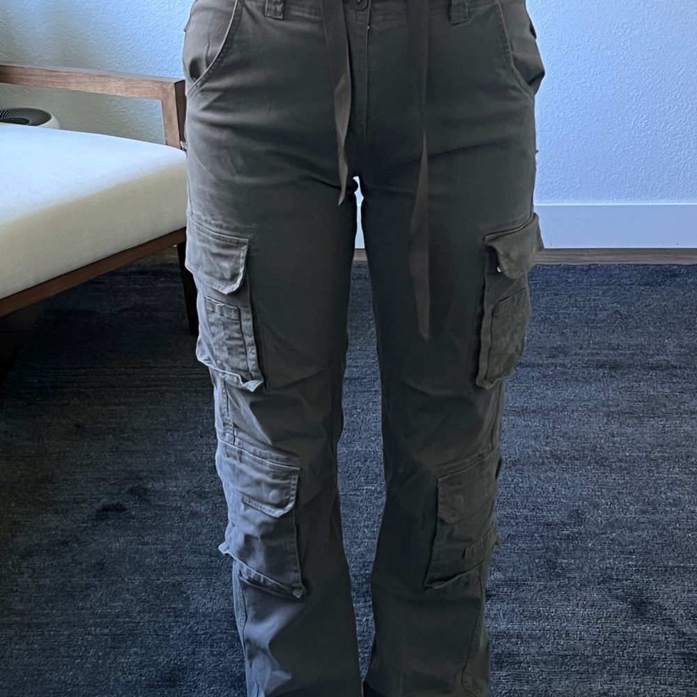 Gray Relaxed Fit Cargo Pants with Side Pockets
